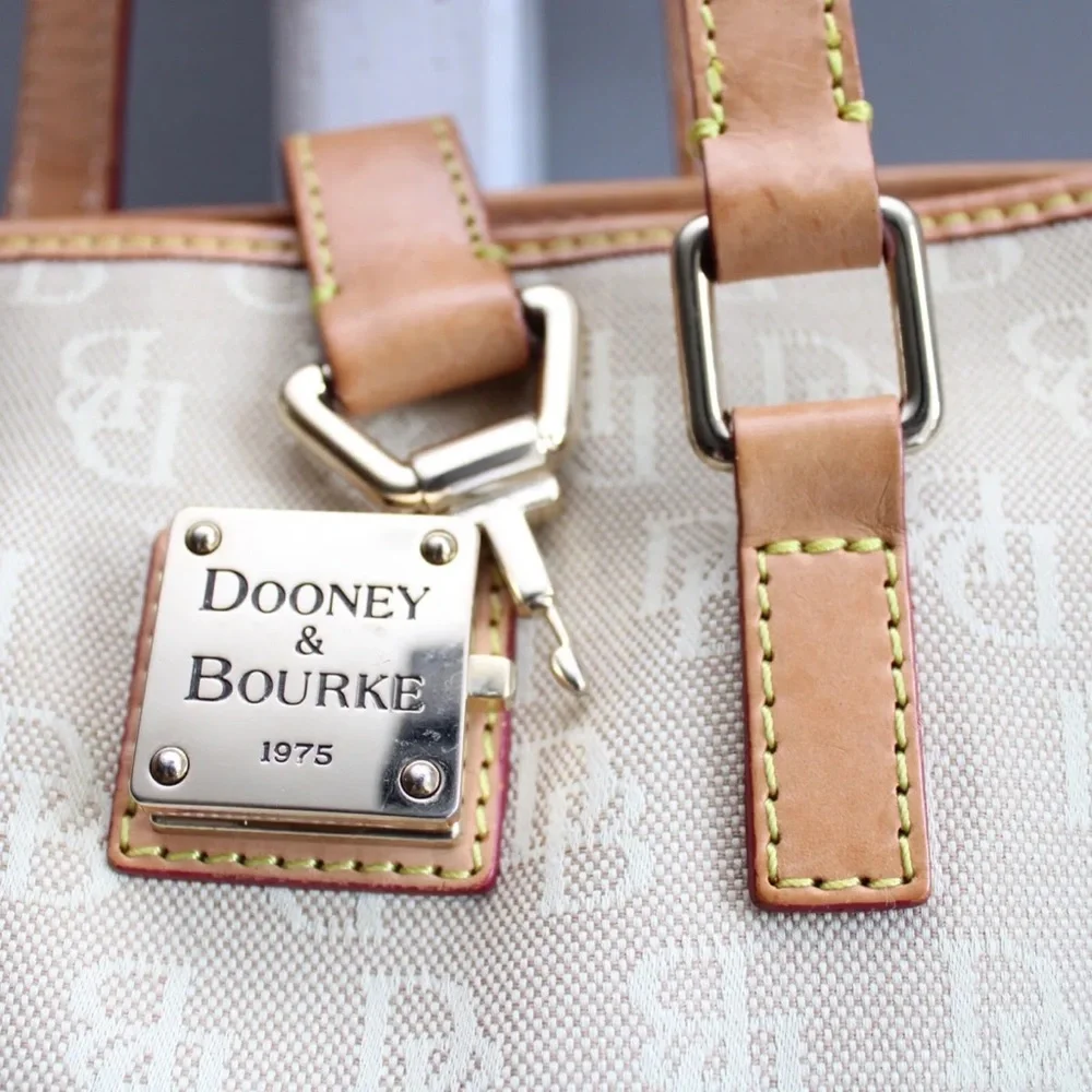 Dooney and Bourke Cream Monogram Lock Closure Tote Bag Purse Style with COA - Picture 3 of 8